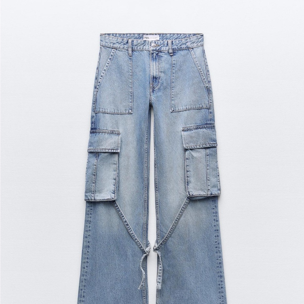 Zara Blue Flare Wide Leg Jeans